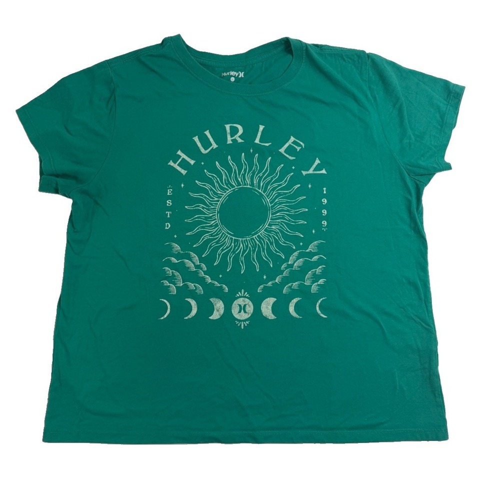 Hurley Green Women's Skater Tee Size Large Sun Design